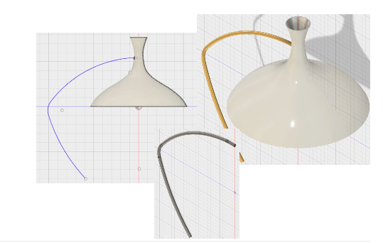 Three examples of student-made lamps in Fusion 360.